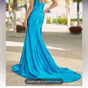 sherri hill strapless satin corset prom dress 56161 Sherri Hill Strapless Satin Corset Prom Dress 56161 Dark Emerald / 4